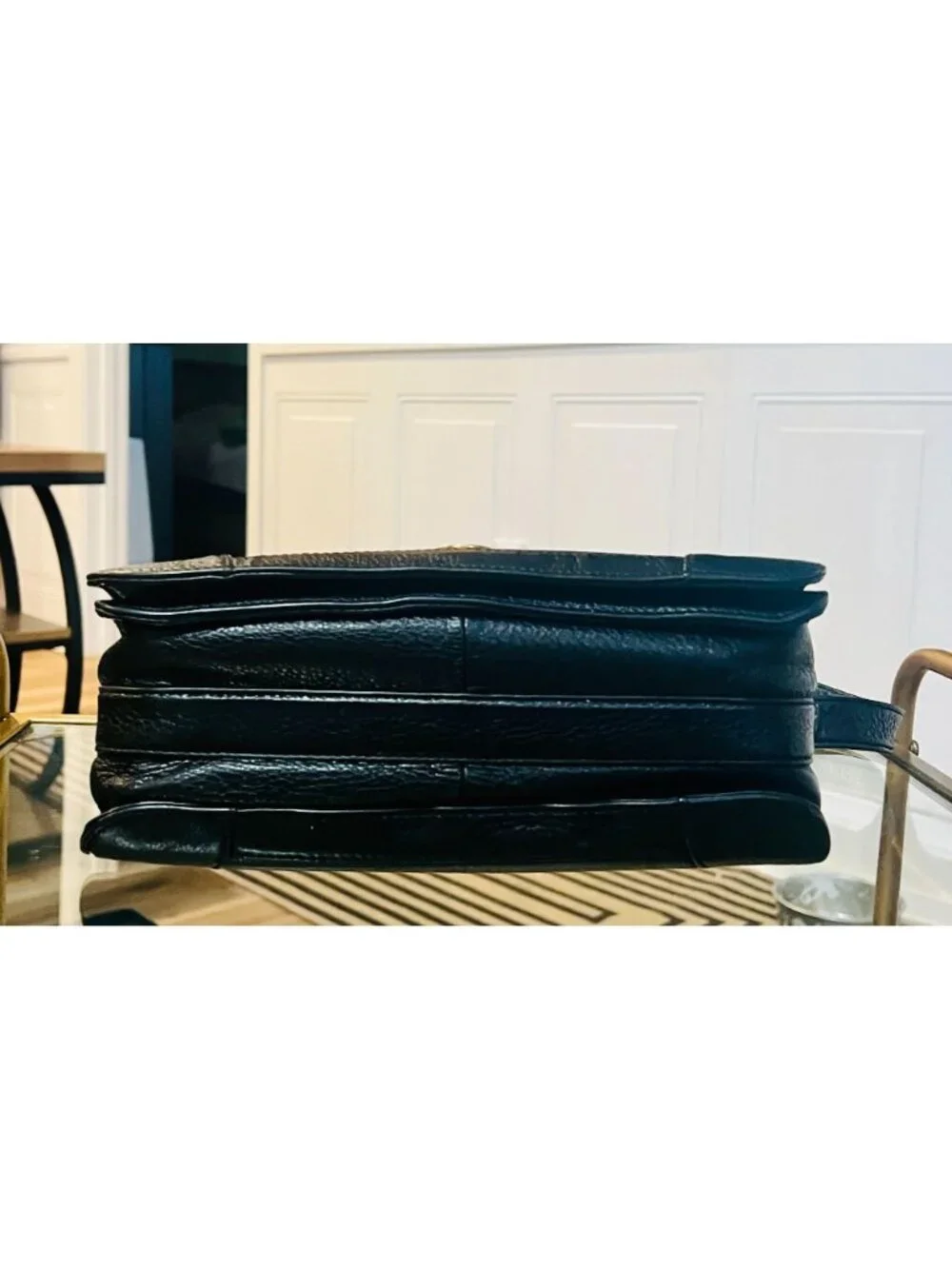 ✺ AUTHENTIC TORY BURCH BLACK LEATHER VINTAGE ROBINSON SHOULDER BAG WITH ADJUSTAB